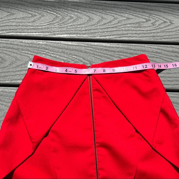 MDS Red Skirt Layered Mini Zip Up Back Size Small Red - Picture 6 of 10